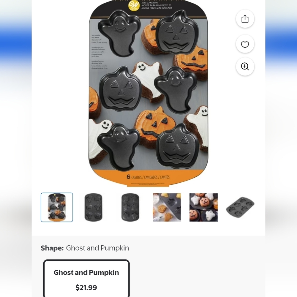Wilton Black Halloween Mini Cake Pan with Ghosts and Jack-o'-Lanterns